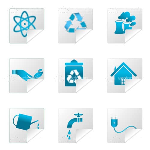 Metallic Blue Eco Friendly Icon 9 Pack